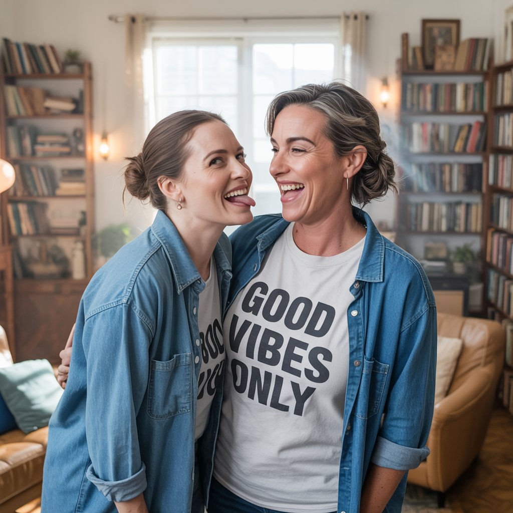 Flirty AI bimbo girlfriend pouting in pink lighting