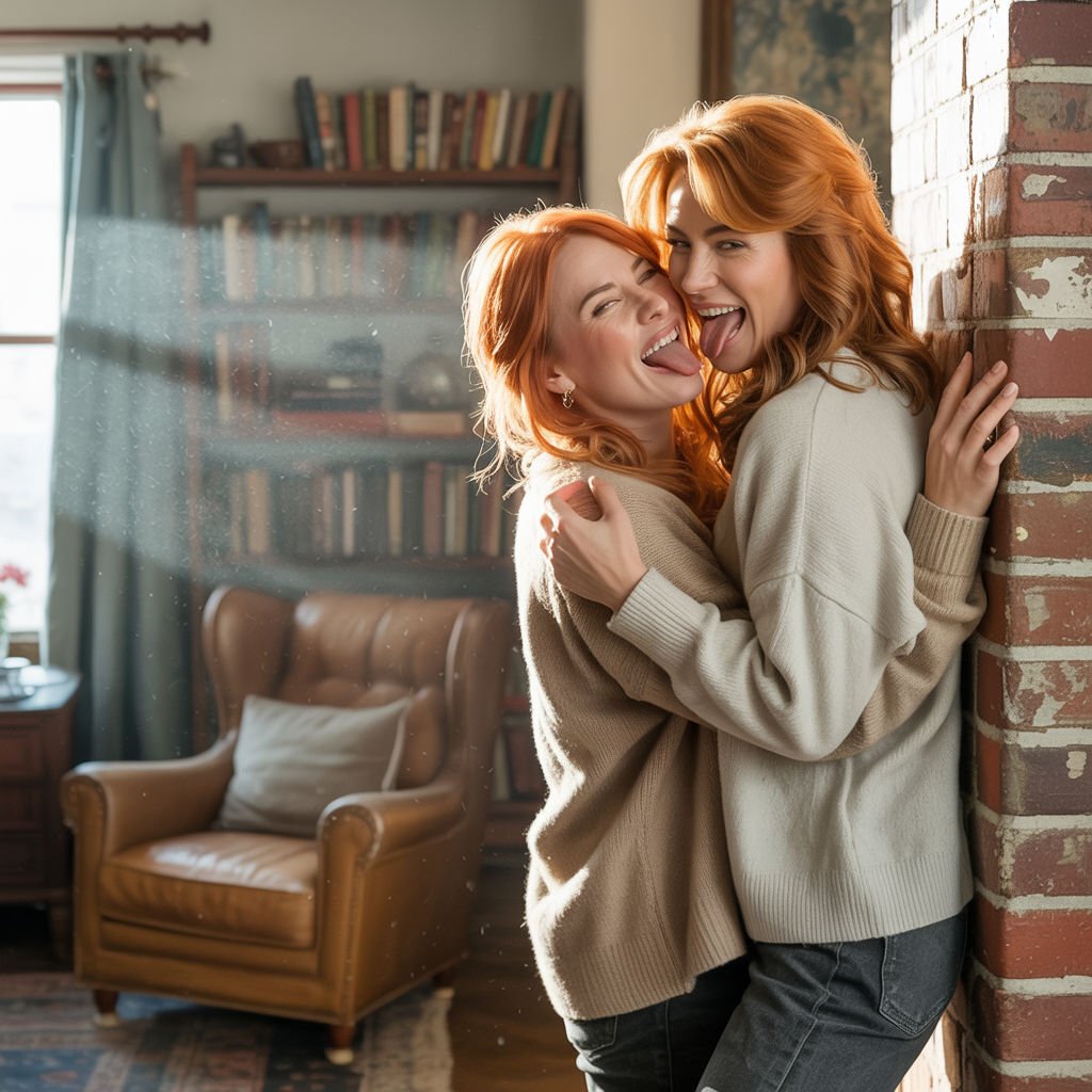 Playful AI girlfriend in lingerie smirking at the viewer