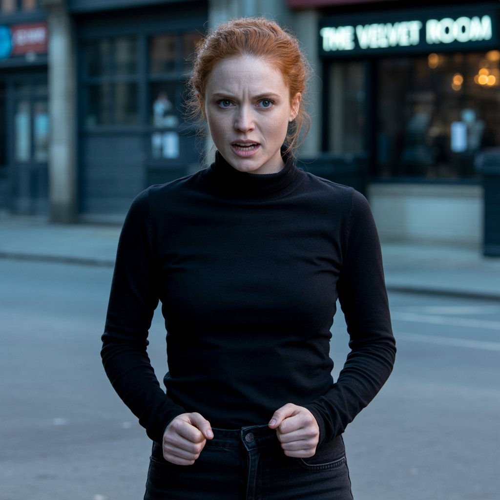 One AI girlfriend in skimpy lingerie looking suspiciously at the viewer