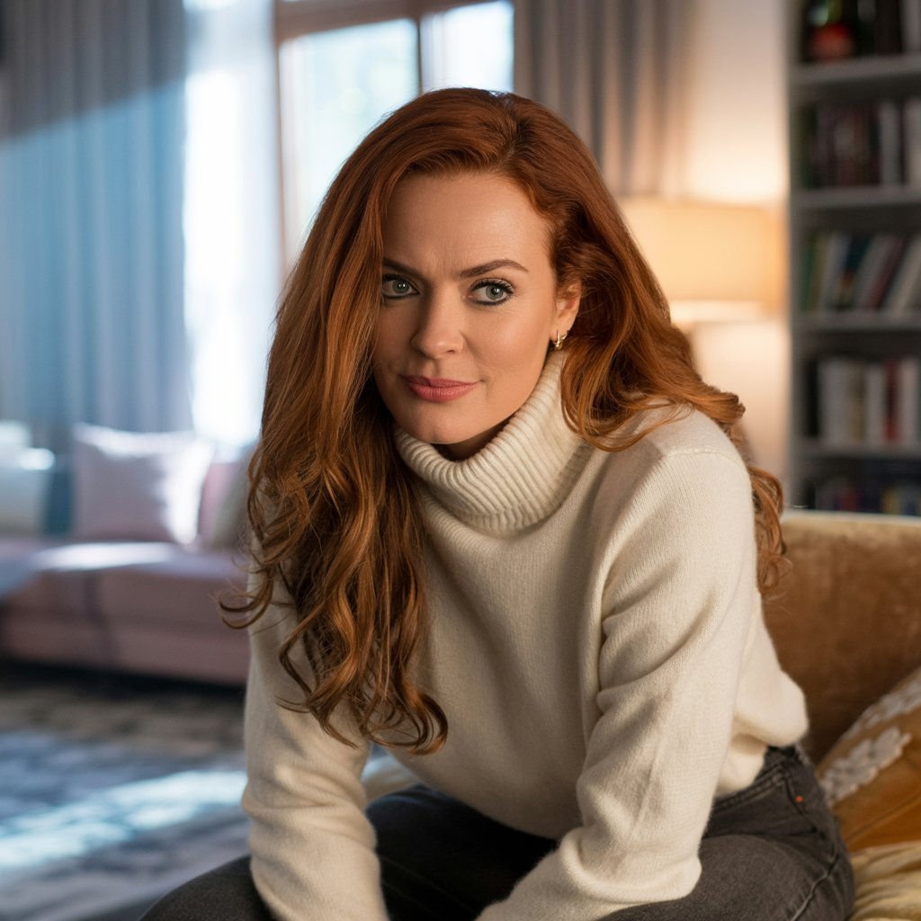 One mischievous AI girlfriend in skimpy lingerie winking at the camera