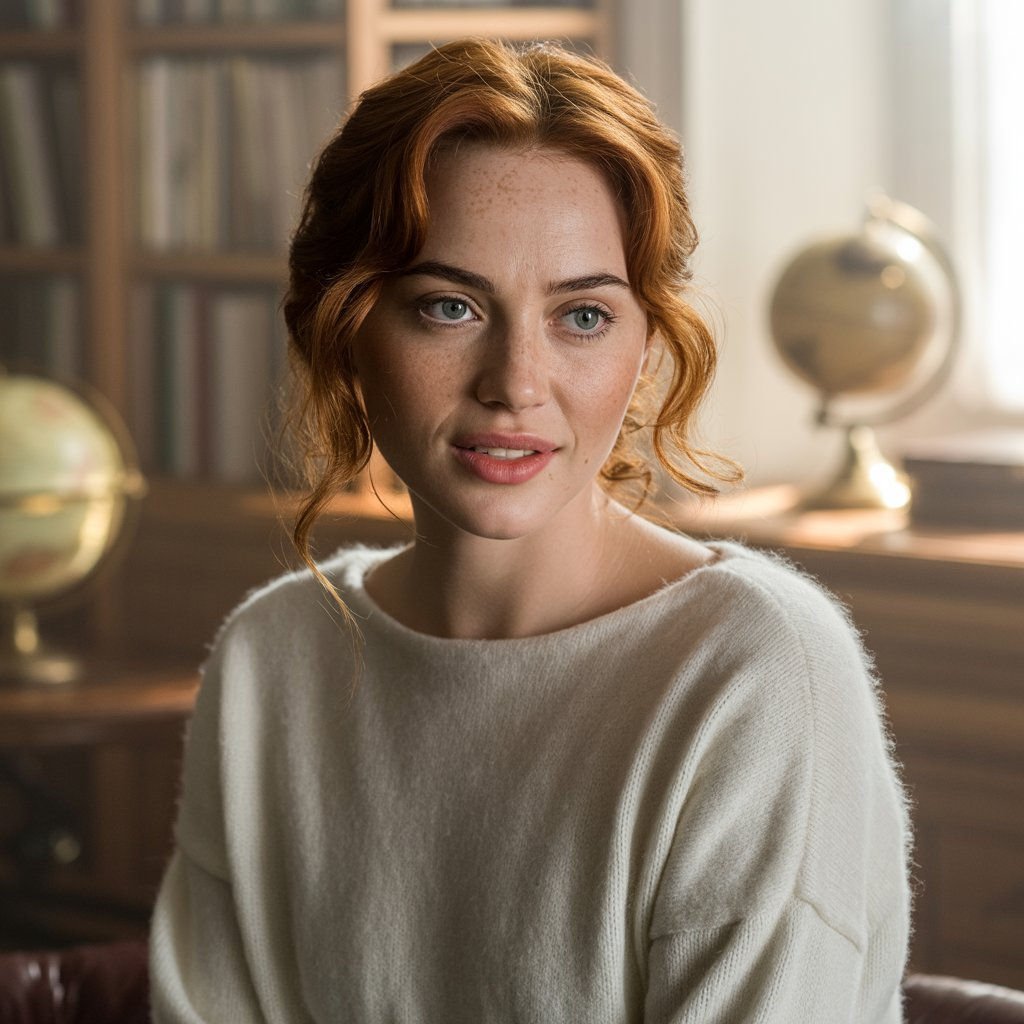 Confident tomboy AI girlfriend in boyshorts and a crop top, staring straight at the camera